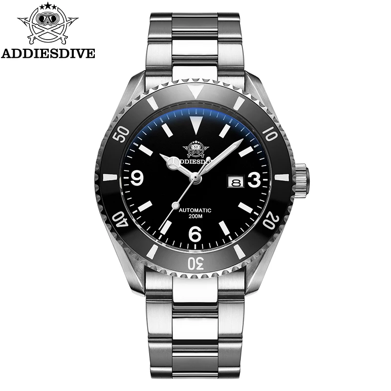 

ADDIESDIVE New 40mm Men Automatic Mechanical Watches NH35 Sapphire Stainless Steel Ceramic Bezel AR Coating 20Bar Watch For Men