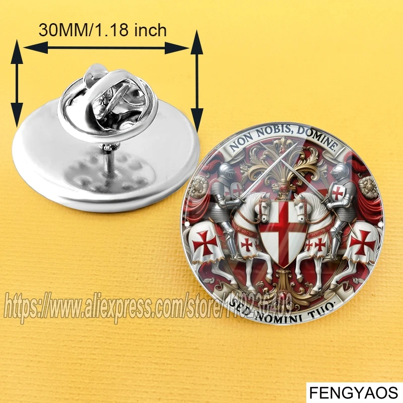 Stainless Steel Knights Templar Brooch Pin, Vintage Medieval Templar Knight Badge,  Metal Lapel Pin for Men