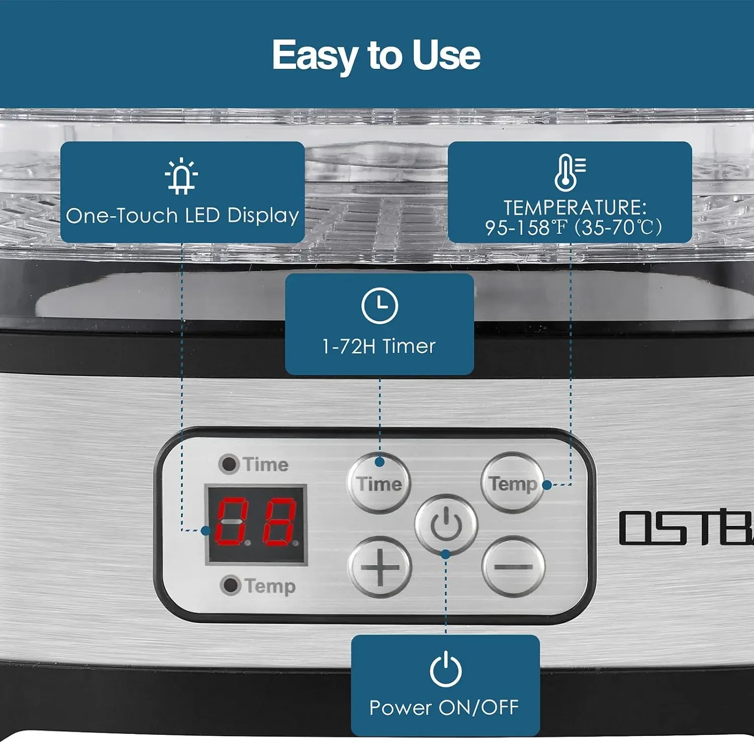 NEW Food Dehydrator Machine Adjustable Temperature & 72H Timer, 5-Tray Dehydrators for Food and Jerky, Fruit, Dog Treats