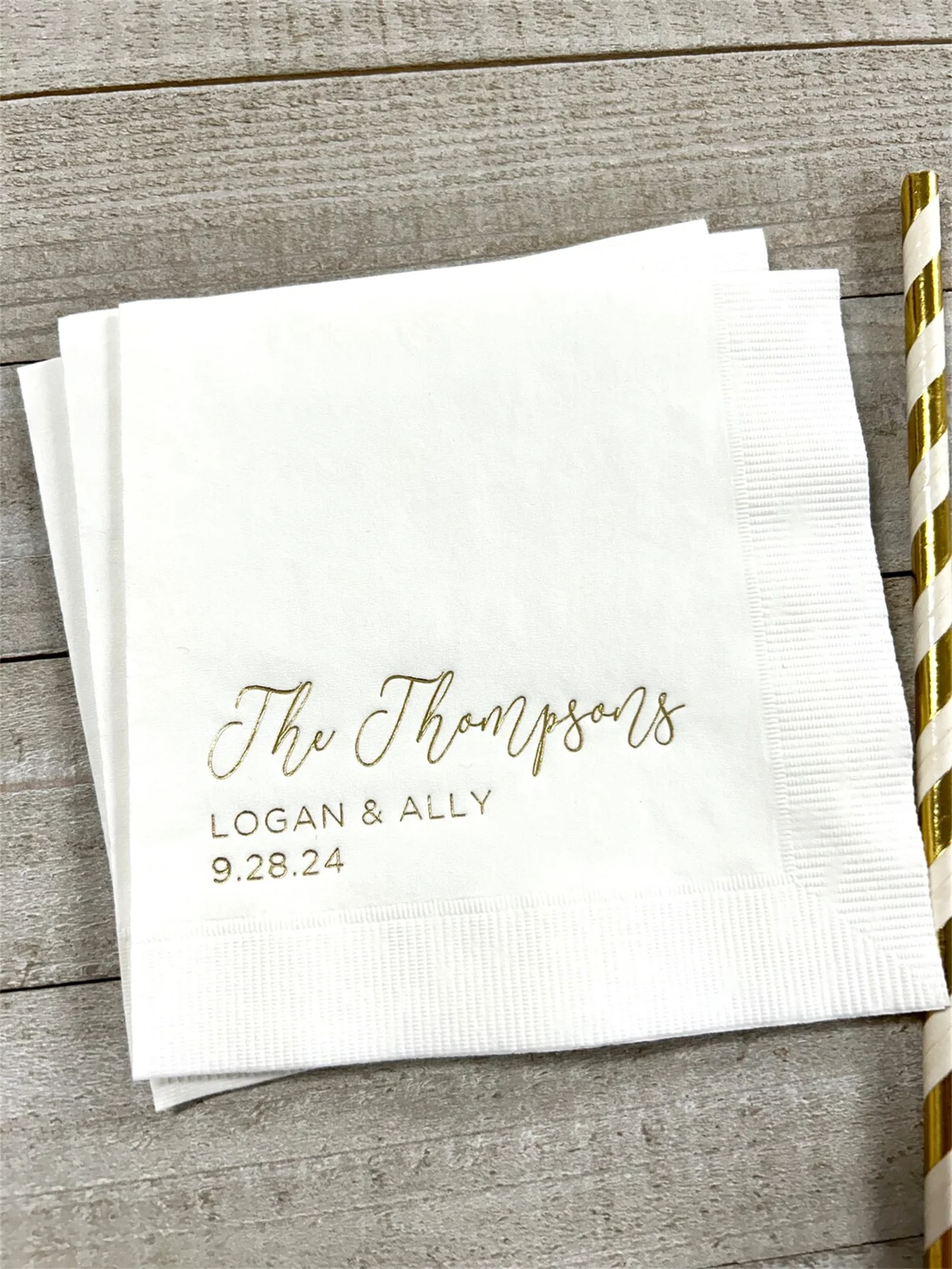 

50pcs Personalized Wedding Napkins Custom Monogram Beverage Cocktail Cake Dessert Appetizers Bar Custom Printed Napkin Luncheon