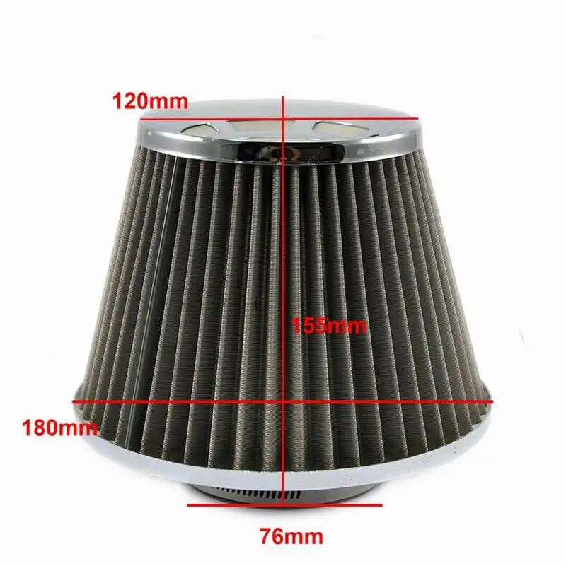 76mm 3inch Stainless Steel Cold Air Filter Car Cone Air Intake Filters Universal Sports High Power Flow Air Filter Auto Parts