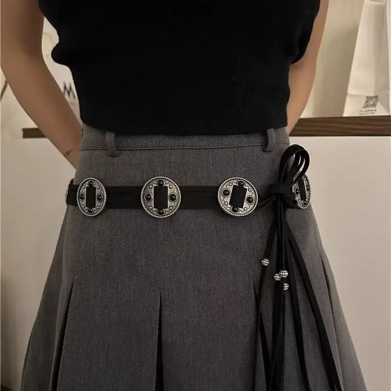 Ethnic style buttons and tassel waist chain for women European and American style retro belt bohemian personality versatile wais