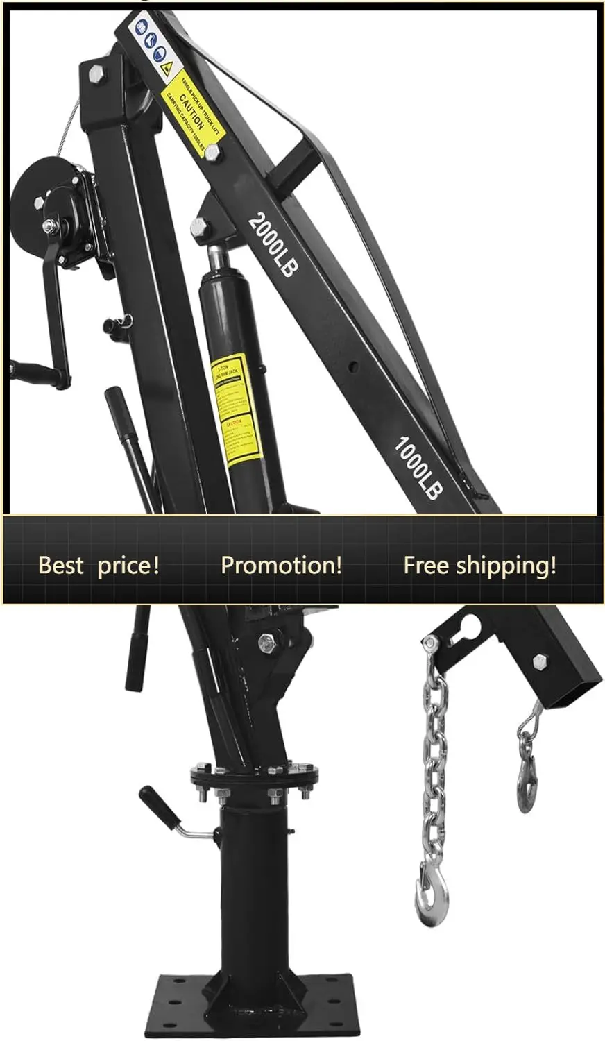 

Heavy Duty Truck Crane with Hydraulic Winch, Folding Trcuk Bed Crane for Engine Hoist, Engine Lift, Jib Crane Truck Mounted Cran