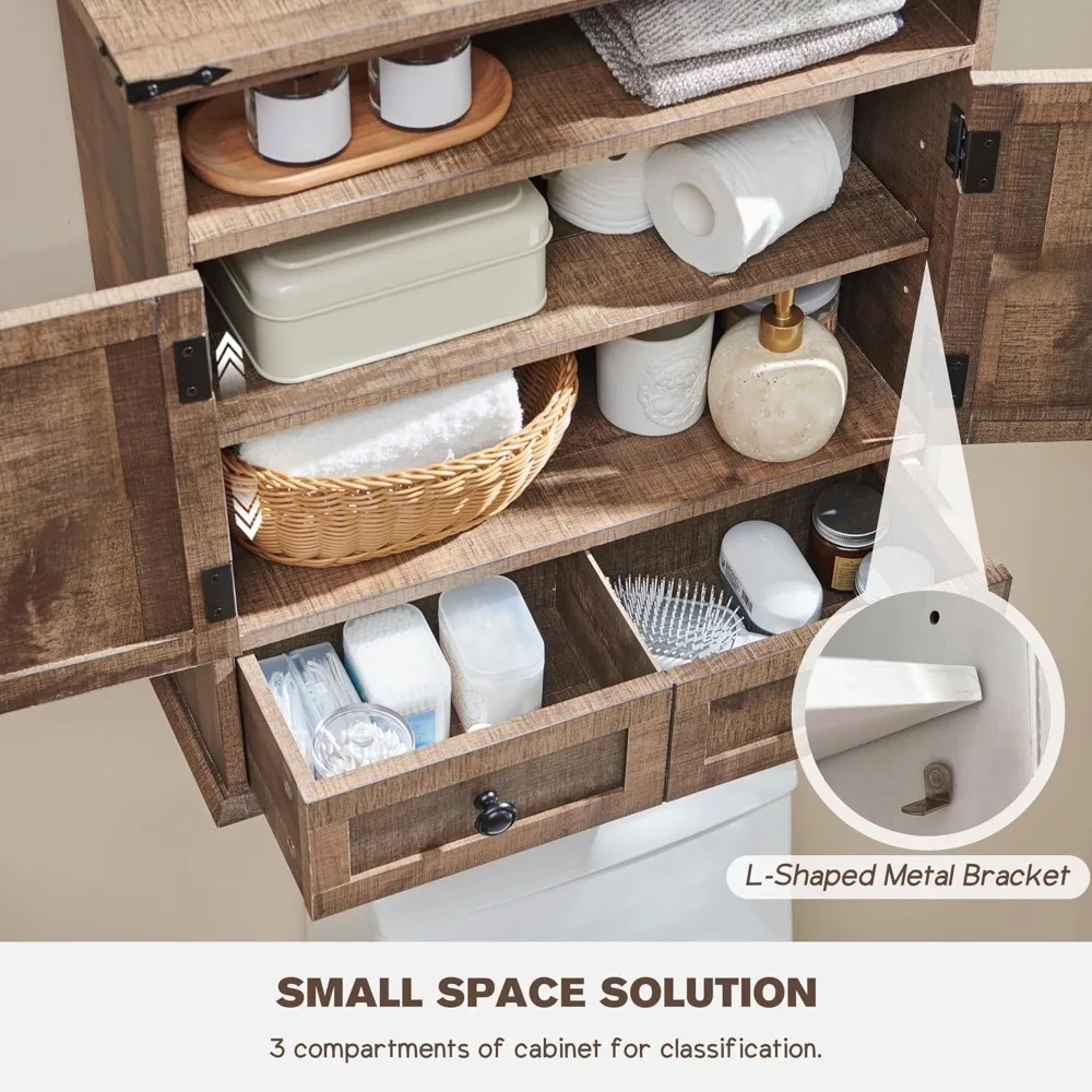 

Bathroom Wall Cabinet, Farmhouse 24" Wide Medicine Cabinet with Drawer, Adjustable Shelf, Double Barn Doors, Customized