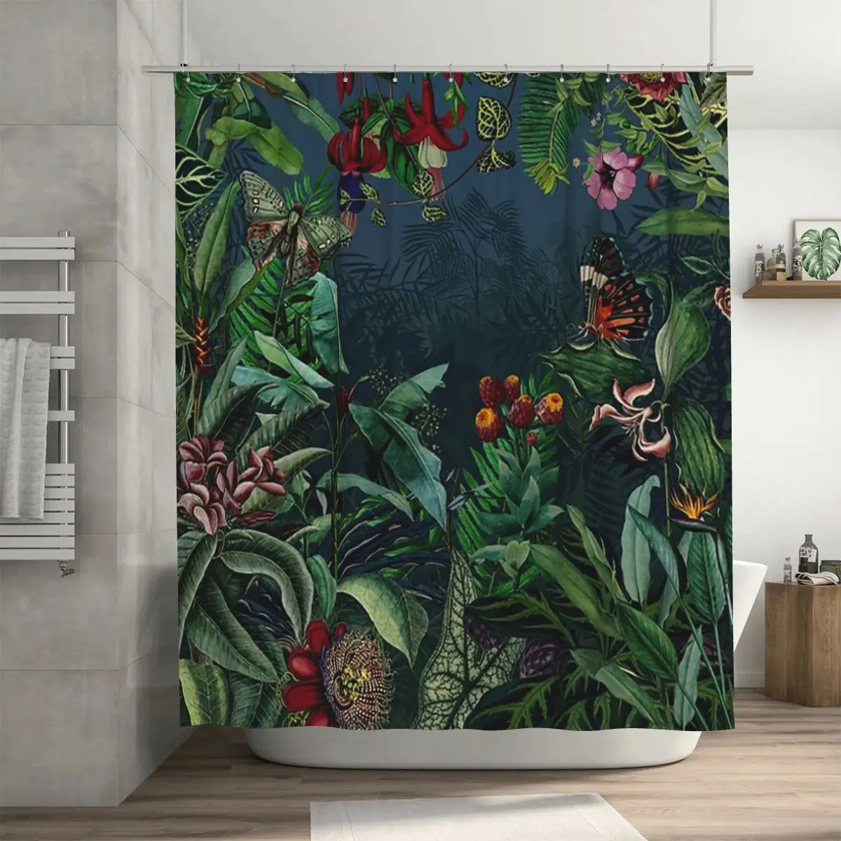 Midnight Rainforest I Shower Curtain Bathroom Polyester Waterproof Bath Curtains with Hooks