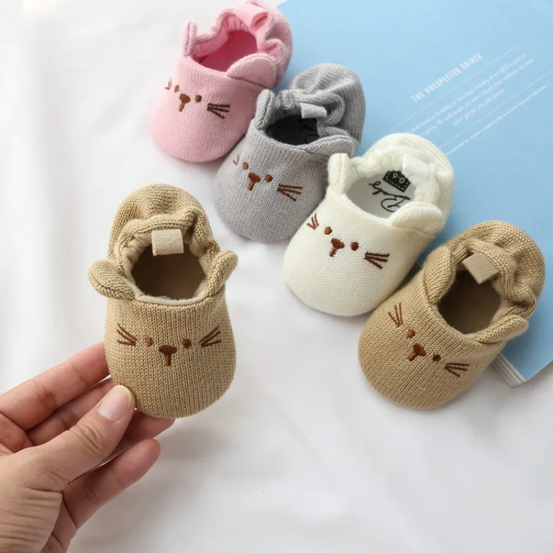 

Baby Shoes Slippers Baby Boys Girls Knited Crib Shoes Cute Cartoon Mouse Panda Anti-slip Prewalker 1 Pair Baby Slippers