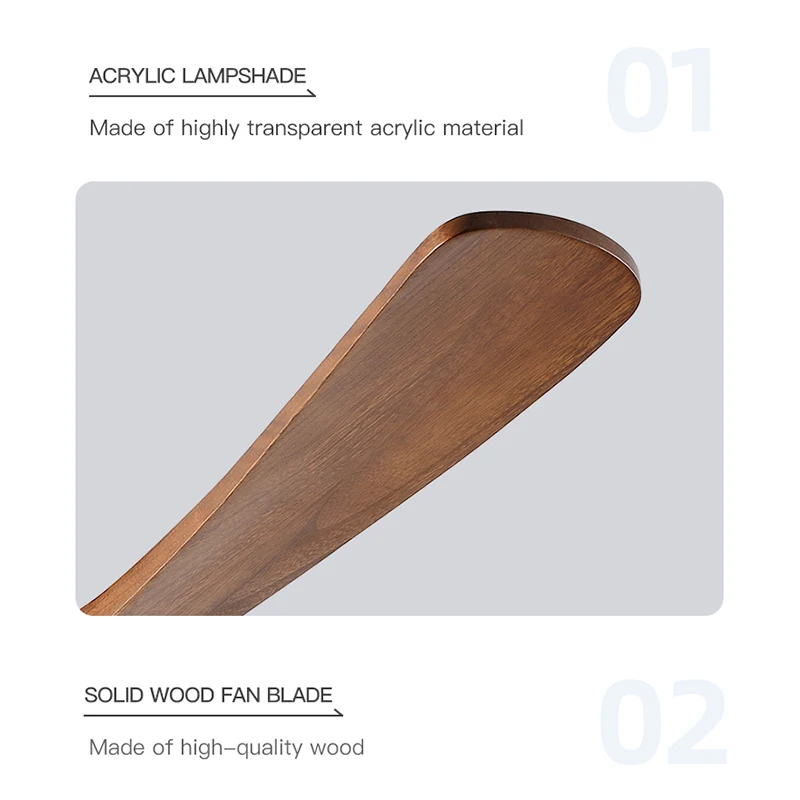 36 42 52 56 Inch Led Ceiling Fan Lights 3 Speed Adjustable Hardware Solid Wood Remote Control Ventilator For Bedroom Living Room