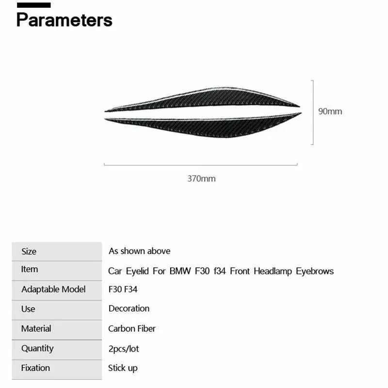 Eyebrow Headlight Eyebrow Eyelid For BMW 3 F36 F30 for 320i 325i 2013-2017 Headlight Black Carbon Fiber Decor Parts