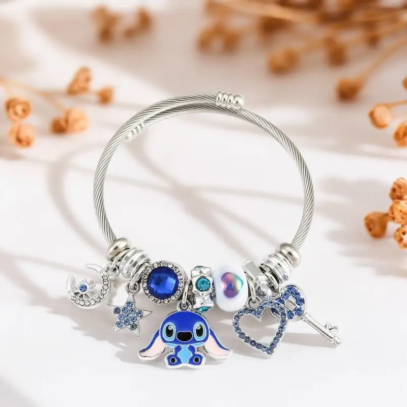 Disney Cartoon Diy Charms Bracelets Kawaii Stitch Beads Pendant New Hand Chains Cute Bangle Jewelry Accessories Gifts for Girls