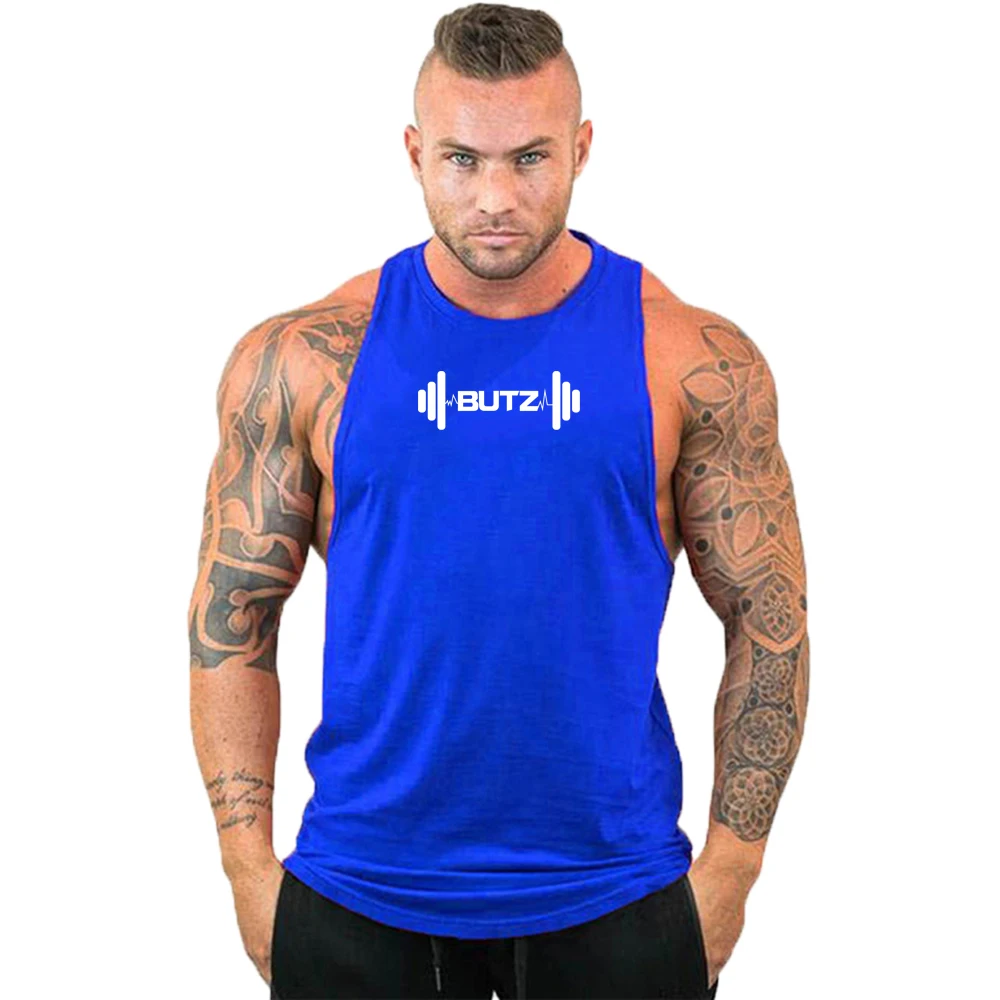 Gym Shirt Man Stringer Gym Clothes for Men Men's Vest Fitness Clothing Sleeveless Sweatshirt Vests T-shirts Suspenders Man Top