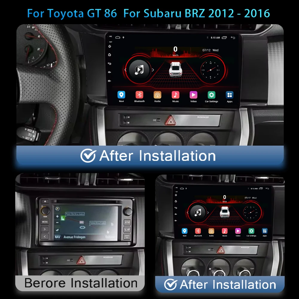 For Toyota GT 86 Car Radio For Subaru BRZ 2012-2016 Multimedia Player Android Auto Navigation GPS 4G Carplay 2Din DVD Stereo