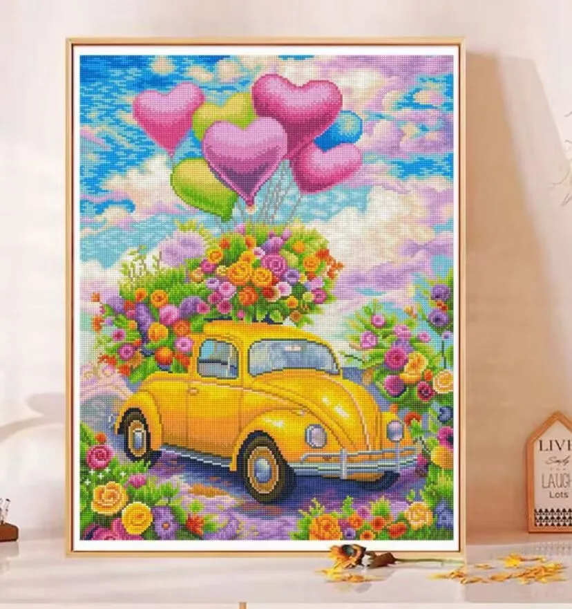 

9ct 60x80 см автомобильные цветы наборы с принтом вышивка крестиком DIY набор рукоделия домашний декор поделки с иглами нитки