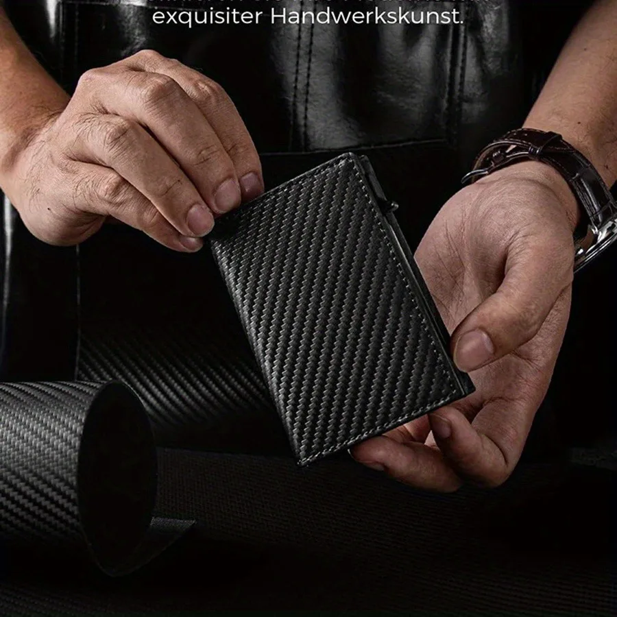 محفظة رفيعة مع فتحة عملة معدنية لبطاقة الائتمان للرجال للإغلاق المغناطيسي وحماية RFID للرجال