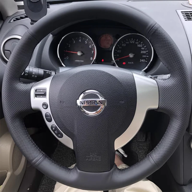 

Для Nissan QASHQAI MX6 X-TRAIL 2008-10-11-12-13-2015, сделай сам, кожа, ручная работа, чехол на руль, интерьер автомобиля