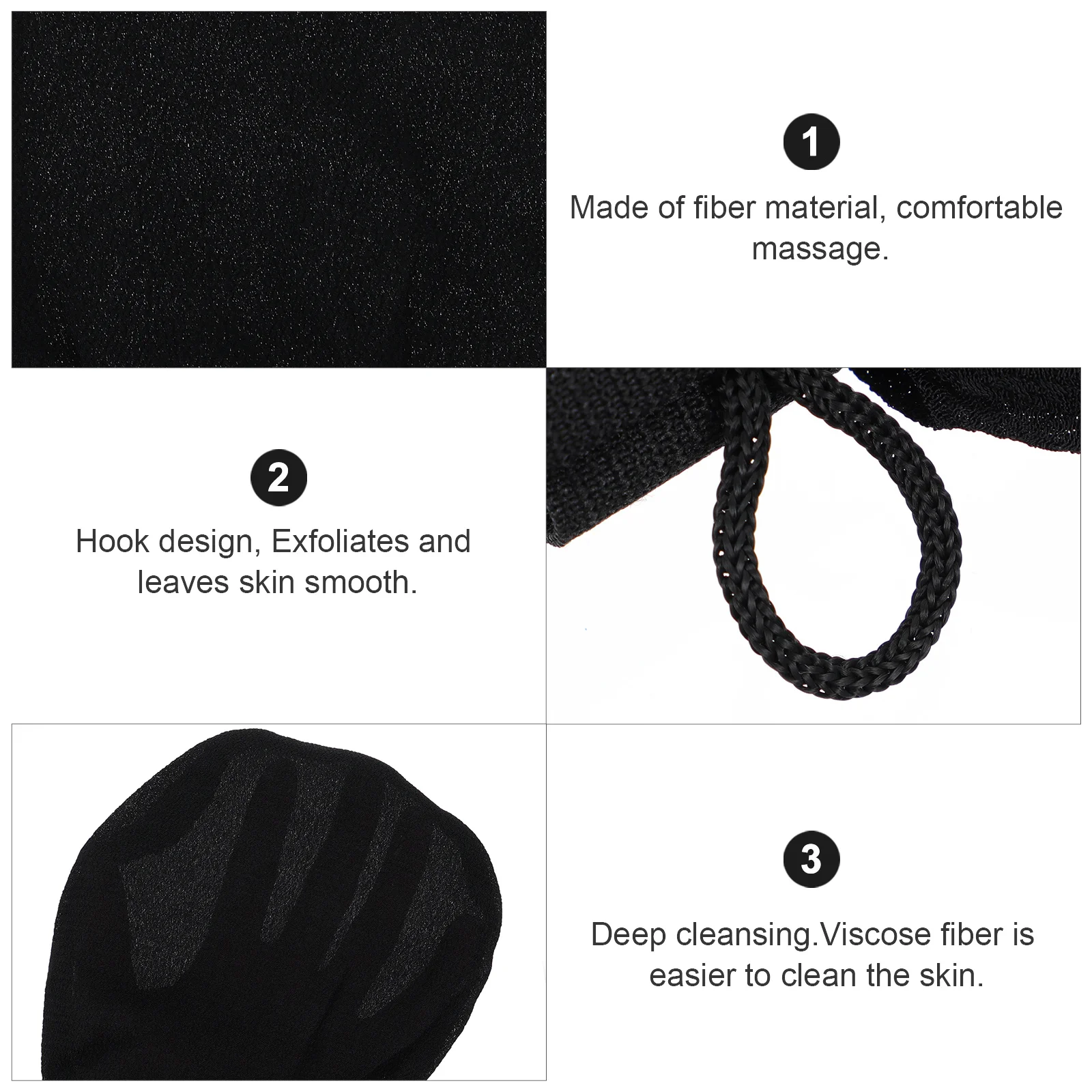 

1 Pair Black Bath Exfoliating Gloves Deep Cleaning Body Scrubbing Dead Skin Removal Spa Massage Smooth Skin Shower Scrub Gloves