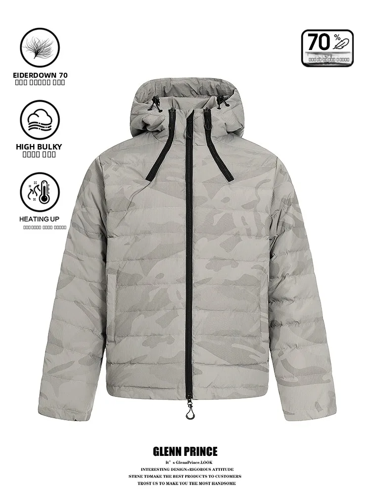 

GPstudio Новая камуфляжная пуховая куртка с капюшоном для мужчин, ветрозащитная парка с высоким воротником, верхняя одежда для пар, полиэстер, для активного отдыха