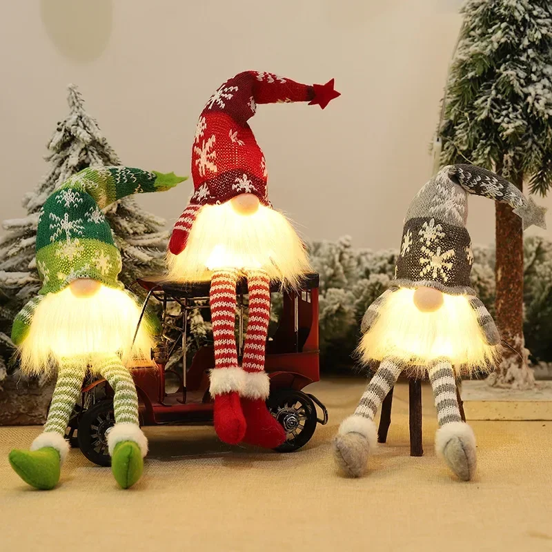 LED Christmas Gnome Faceless Doll Glowing Ornaments Night Light Merry Christmas Home Holiday Decoration Child New Year Xmas Gift