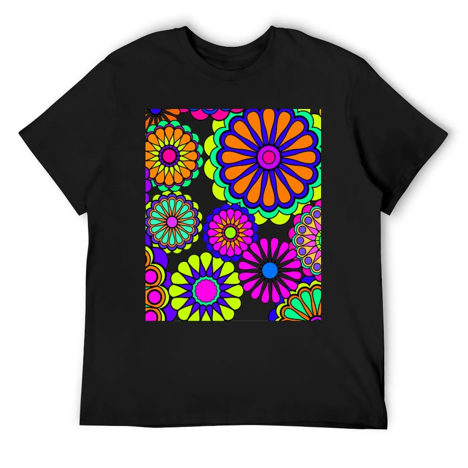 

Flower Power Retro Style Hippy Flowers T-Shirt cheap stuff blacks topping anime shirts men