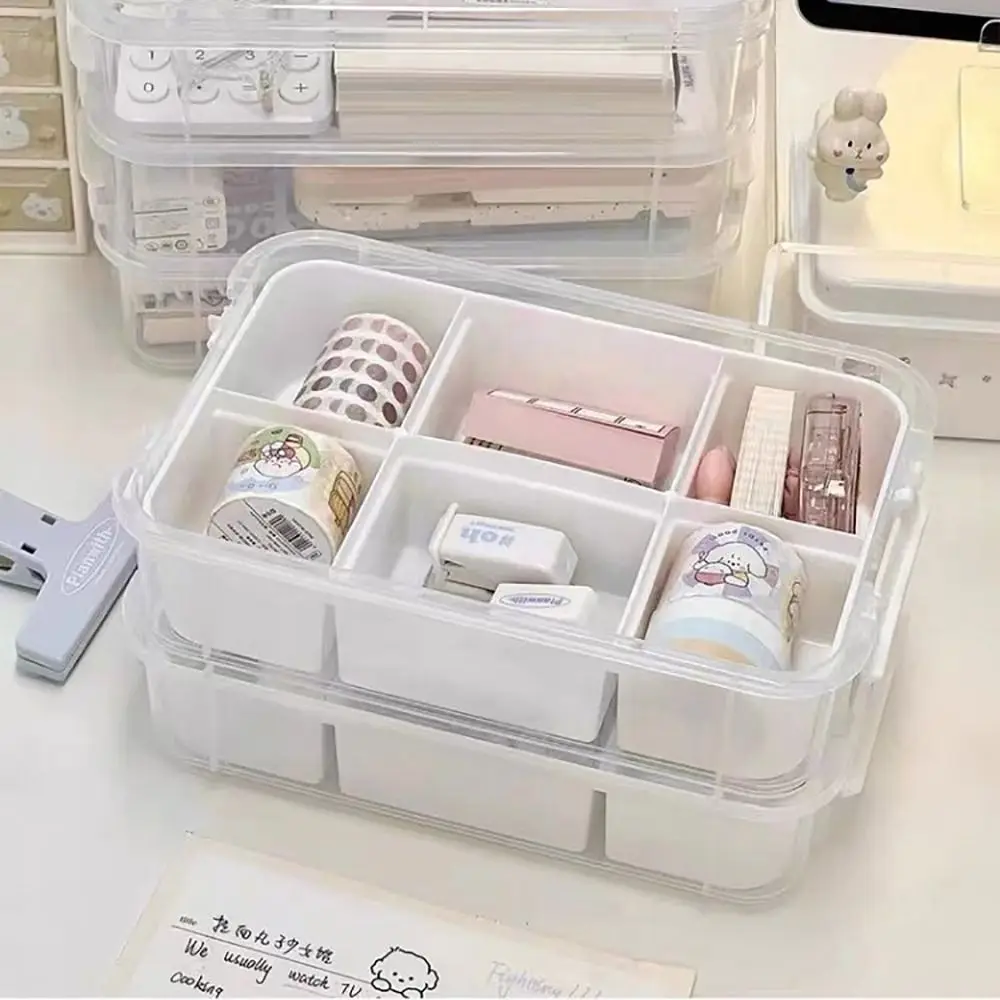 Four Layer Transparent Stackable Storage Box Portable Toy Building Block Organizer Cosmetic Storage Box Household Medicine Box