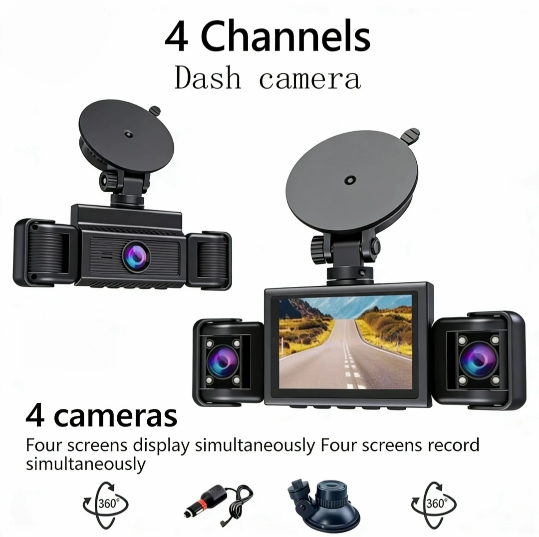 

Driving recorder 1080 P car camera four-lens high-definition night vision recorder is suitable for any vehicle type