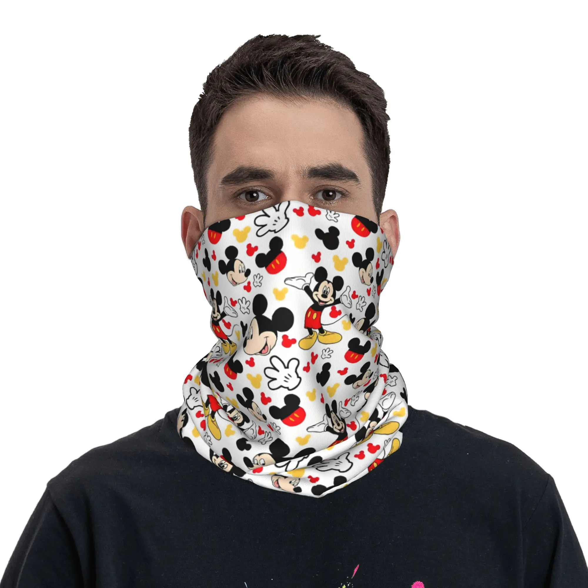 Personalizado mickey mouse bandana inverno pescoço à prova de vento envoltório rosto cachecol para esqui moda dos desenhos animados bonito impressão animação gaiter bandana