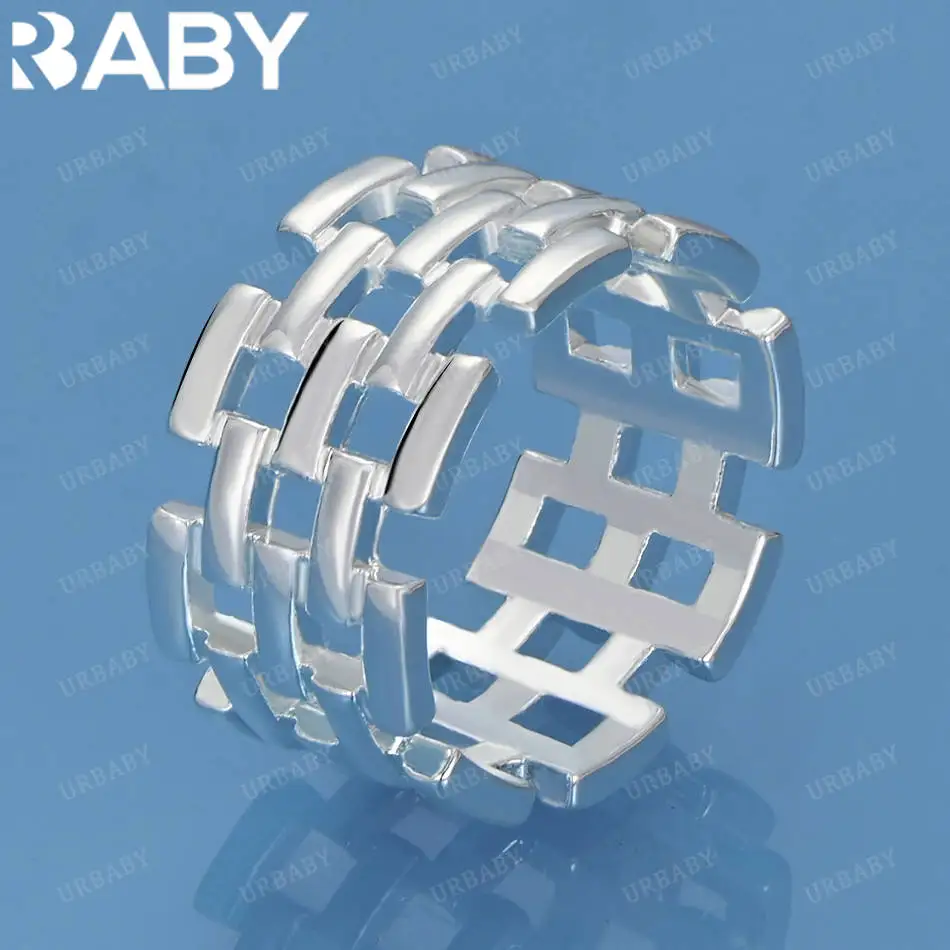

URBABY 925 Sterling Silver Size 7-10 Design Ring For Women Men Fashion Jewelry Charm Grace Noble Wedding Accessories