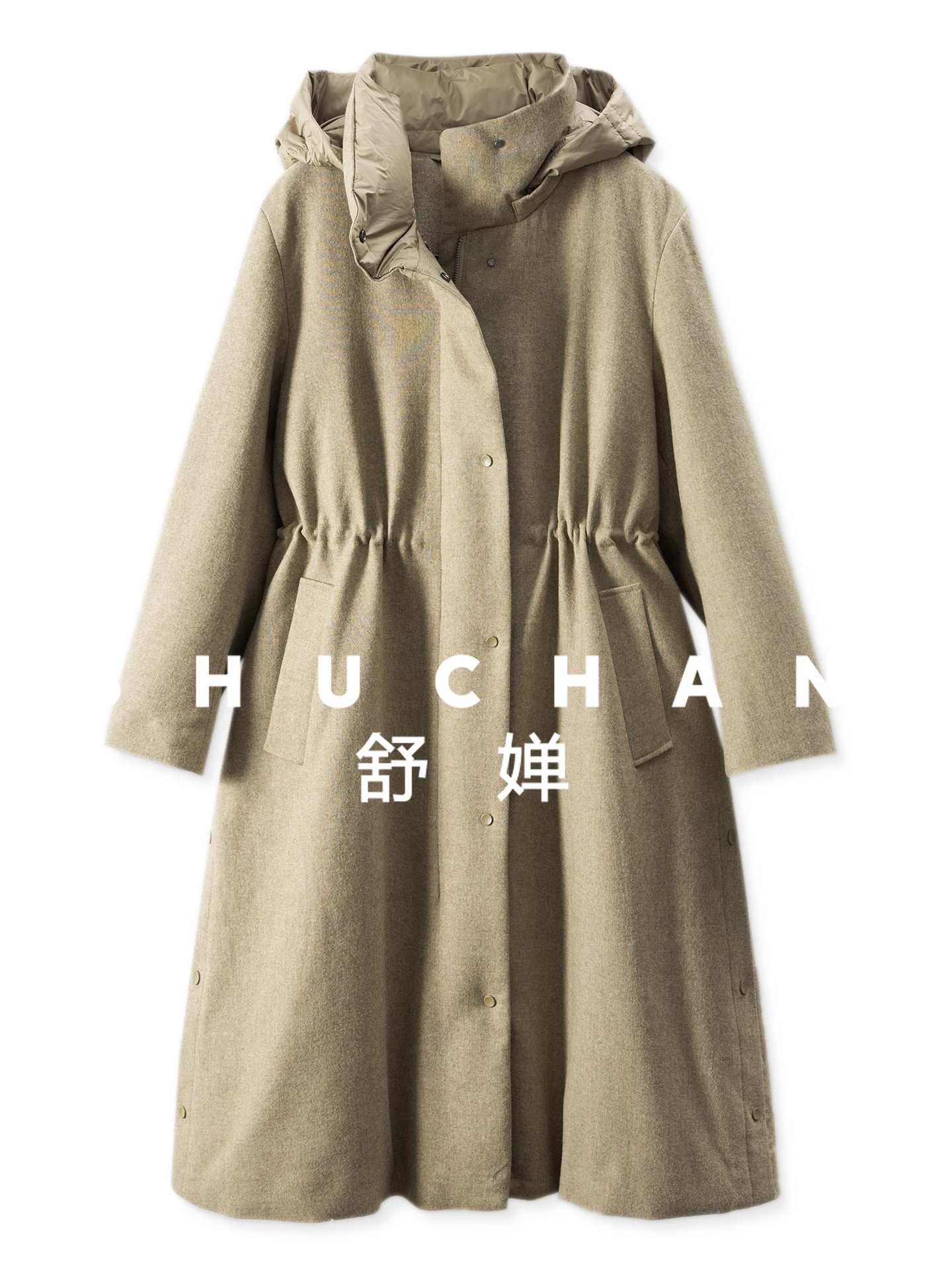 

90 White Goose Down Hooded Mid-length Waist Down Jacket Female 89E3 Casacos De Inverno Feminino
