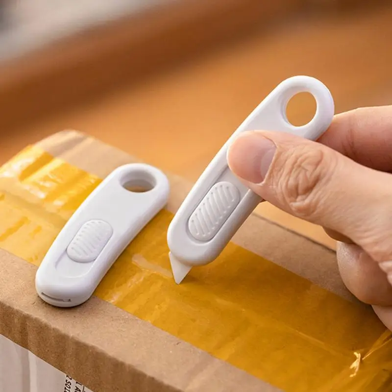 Cortador de caja de cerámica, Mini cuchillo de utilidad con agujero para llavero, hoja retráctil, abridor de caja para paquete, Mini cuchillo de utilidad