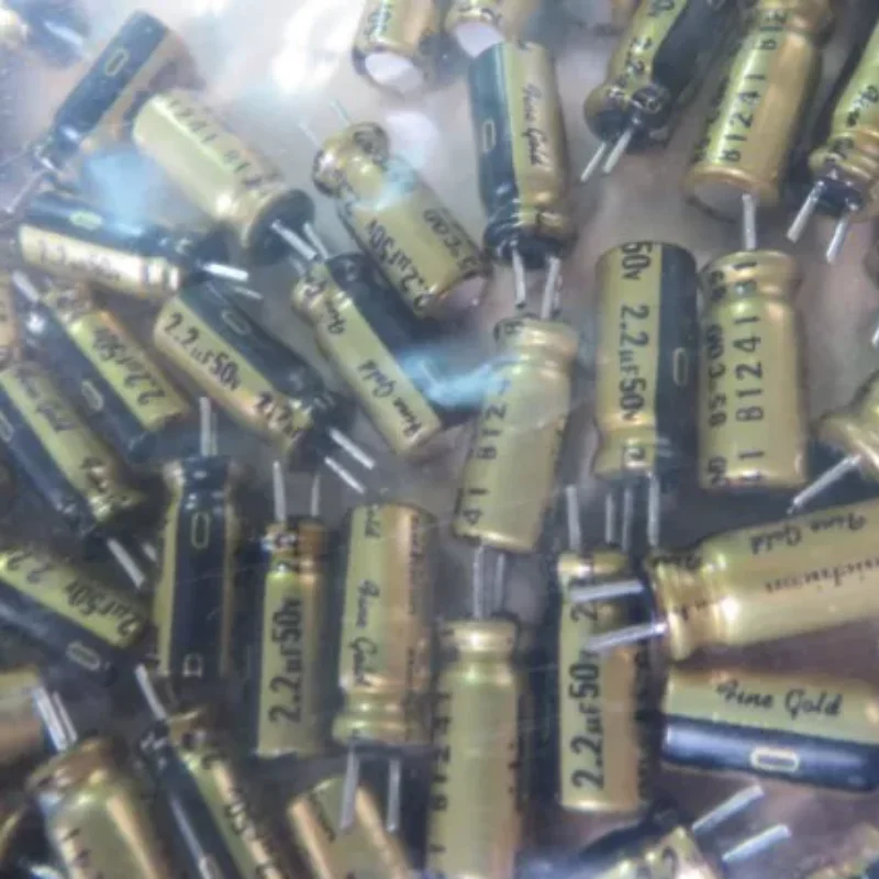 10PCS-100PCS  2.2UF 50V Japanese Nichicon capacitor 50V2.2UF 5 * 11 FG fine gold copper feet