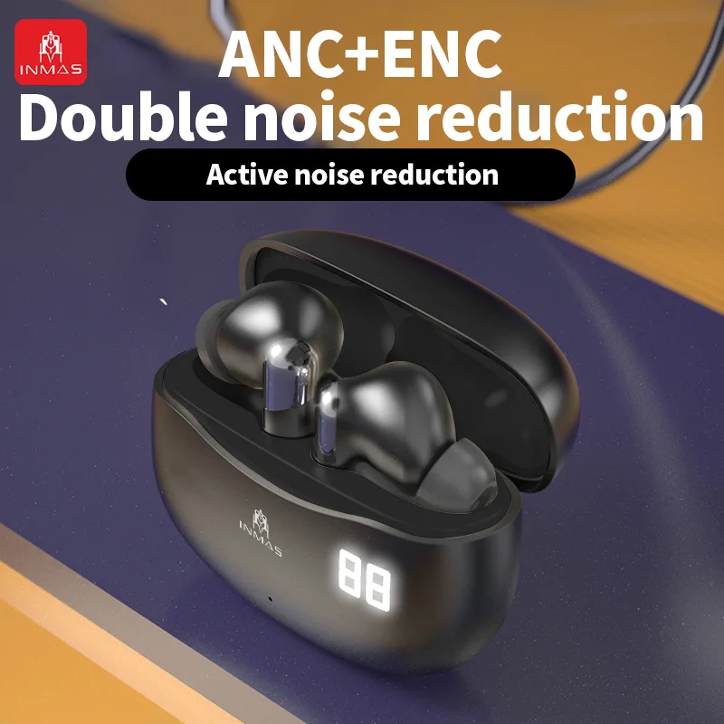 INMAS-E3B ANC TWS In Ear Headset, Fone De Ouvido Esportivo, Bluetooth, Estéreo HiFi, Cancelador De Rui