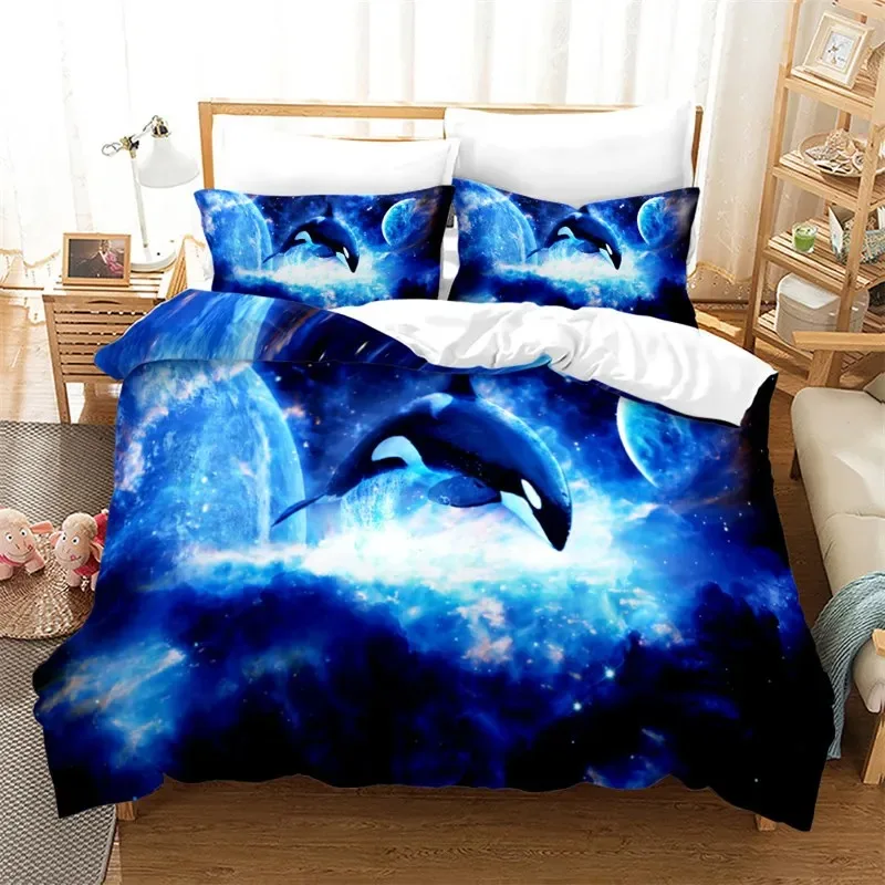 Dolphin Ocean Animal Bedding Set Boys Girls Twin Queen Size Duvet Cover Pillowcase Bed Adult Home Textileextile