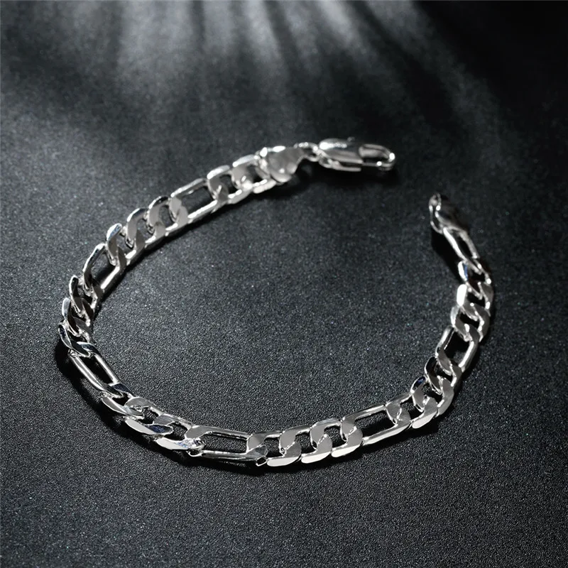 

Hot New 925 Sterling Silver Bracelets Charm Classic 6mm Chain For Men Wedding Party Christmas Gifts Hot Fashion Jewelry