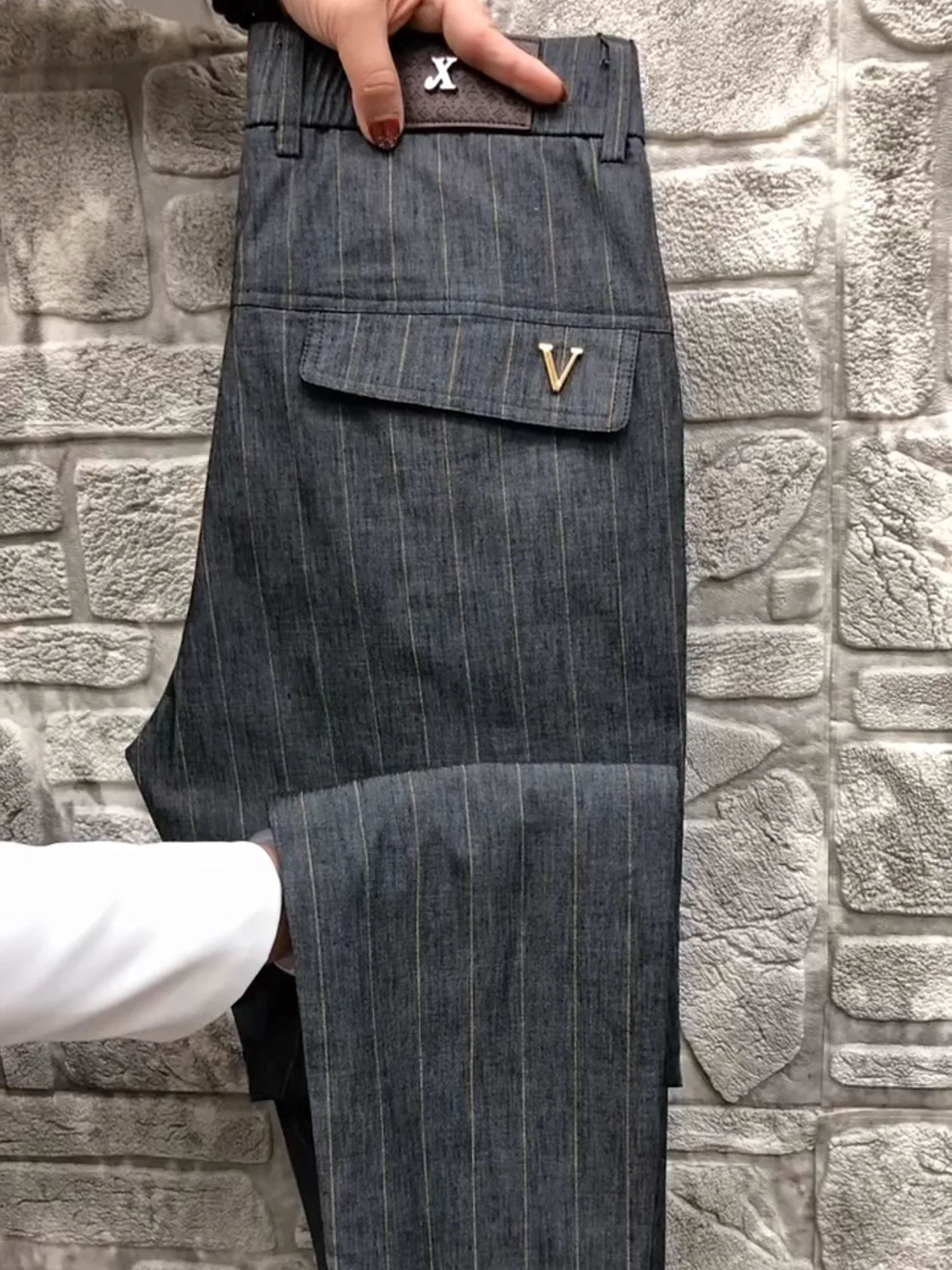 

Slim Fit Denim Casual Pants Spring Summer New Style Vertical Stripes Fashionable Trendy Versatile High-End Feeling Handsome