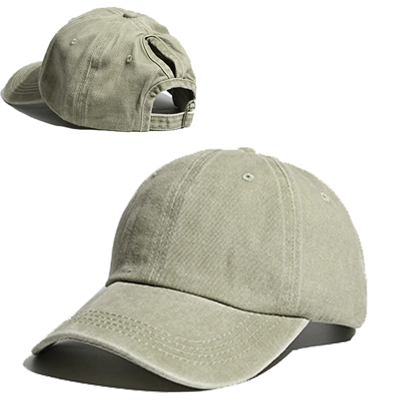 Vintage Ponytail Baseball Cap Women Adjustable Snapback Hat