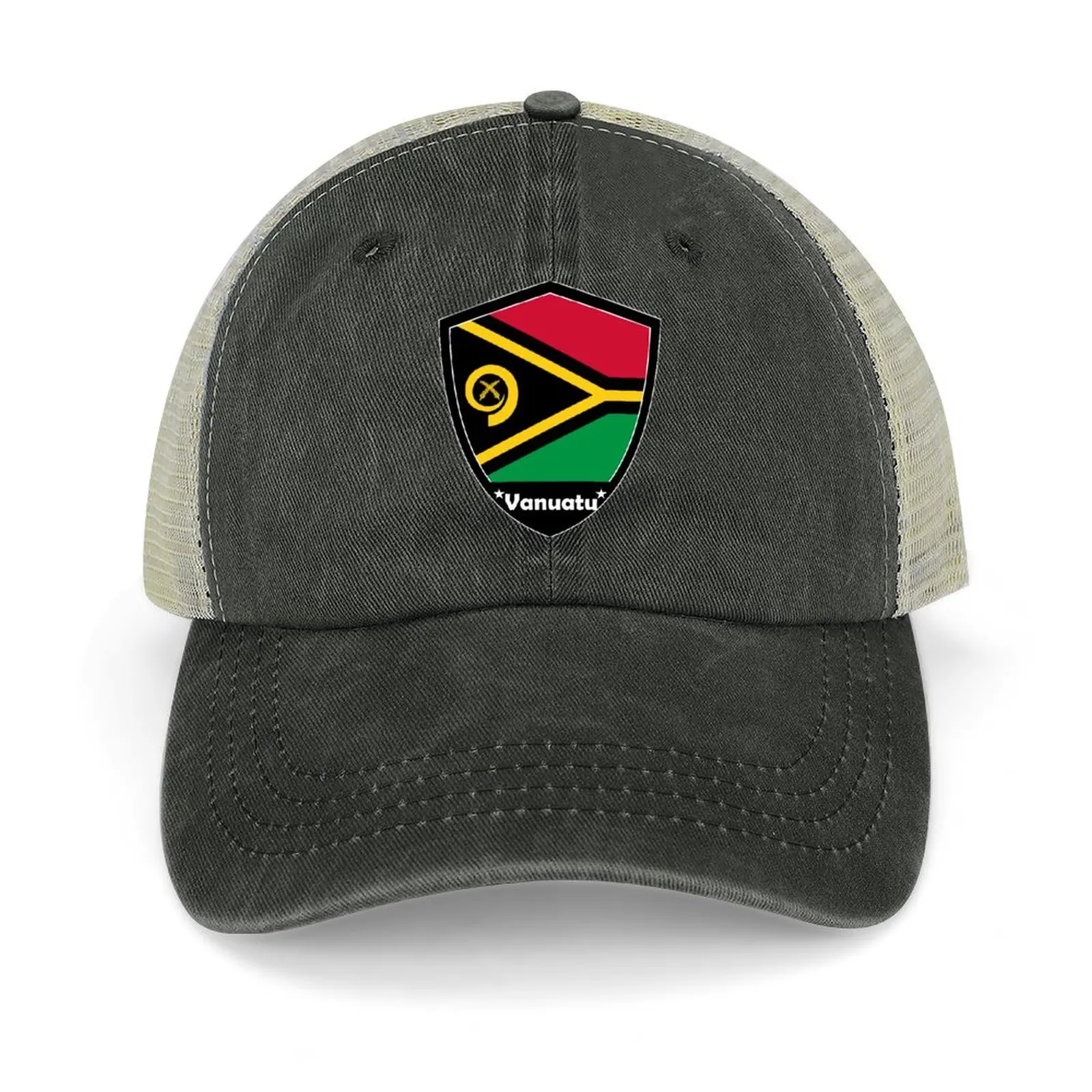 

Vanuatu Flag Badge Cowboy Hat Vintage Snap Back Hat derby hat Baseball Cap Male Women's