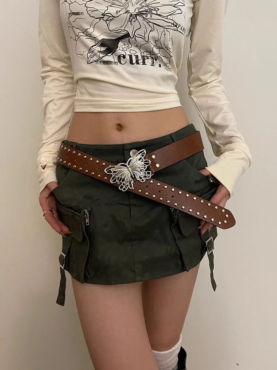 Belt Hollow Bow Decoration Heavy Industry Punk Style Simple Tie-In 2024 New Niche Design Feeling Belt