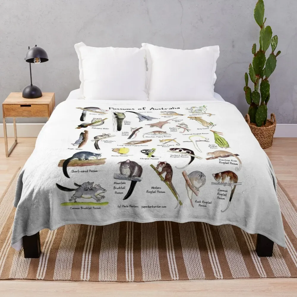 

Possums of Australia (with names) Throw Blanket Spring Fall Cozy Throw Blanket for Couch