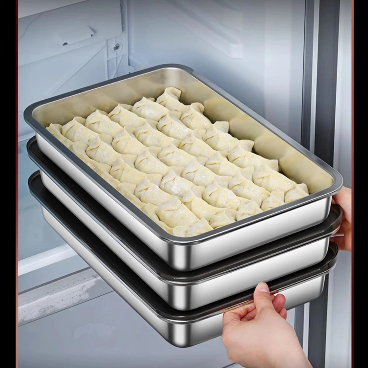LFGB Certification 304 Stainless Steel Kitchen Food Box Slight Vaccum Fridge Vegetable and Meat 3100ml Preservation Crisper