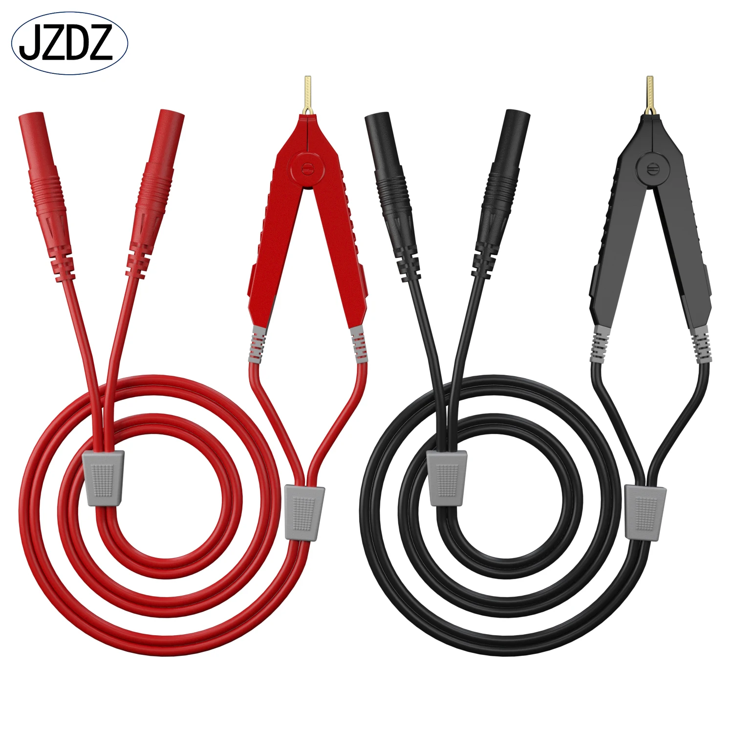 JZDZ Kelvin Test Lcr Lead Bottom Resistance 4-wire 4mm Safety Banana Plug Kelvin Clip Orichalum Plating Kelvin Probes J.70075