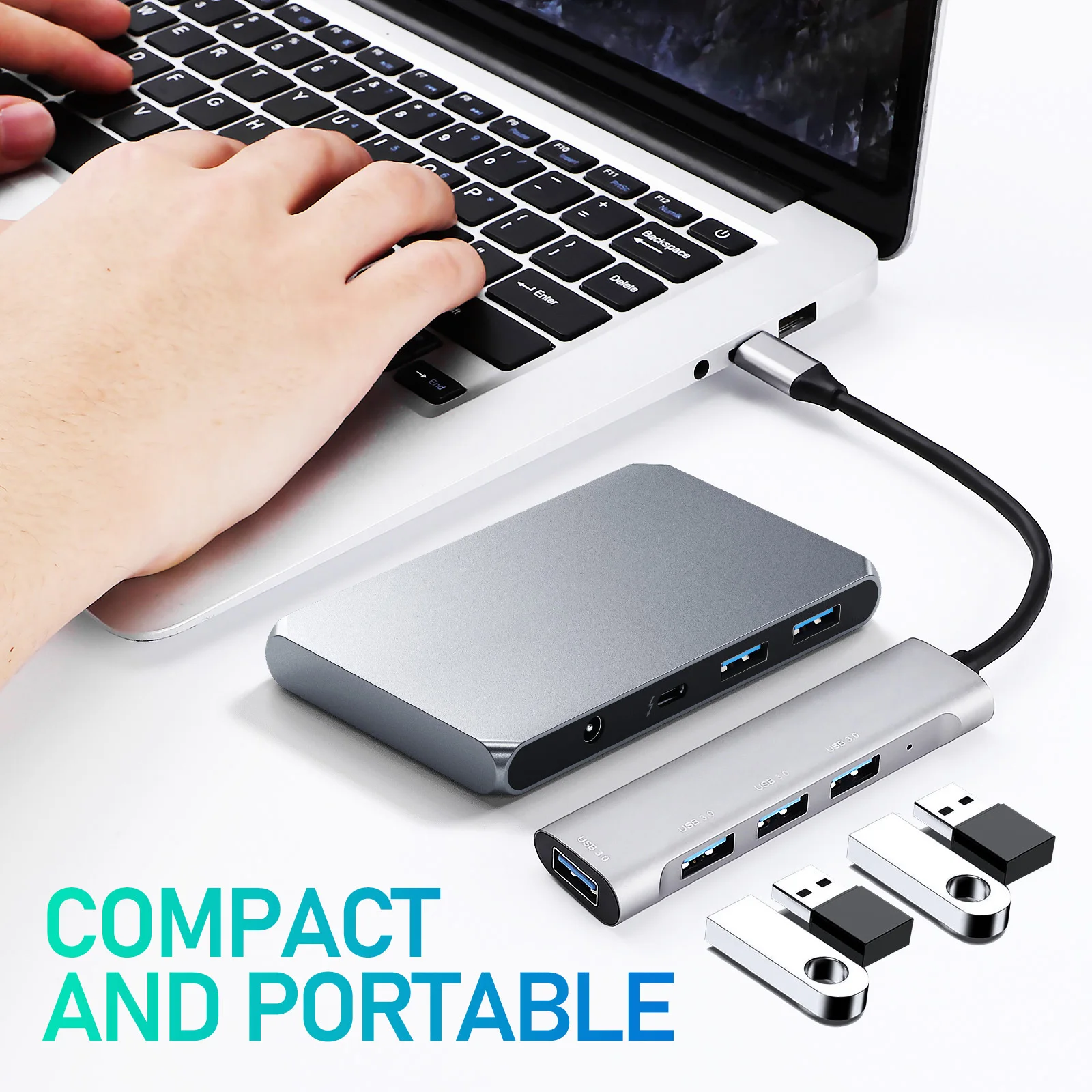 

USB-C 4 Ports Hub Type-C Adapter Fast Data Transfer Durable Heat Dissipation Stylish USB Expander for Laptop USB Hub