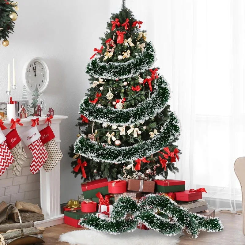 Wholesale Christmas Artificial Tinsel Garland Green Cane Ribbon Wreath for Xmas Tree Hanging Pendents Ribbons Party Home Decor