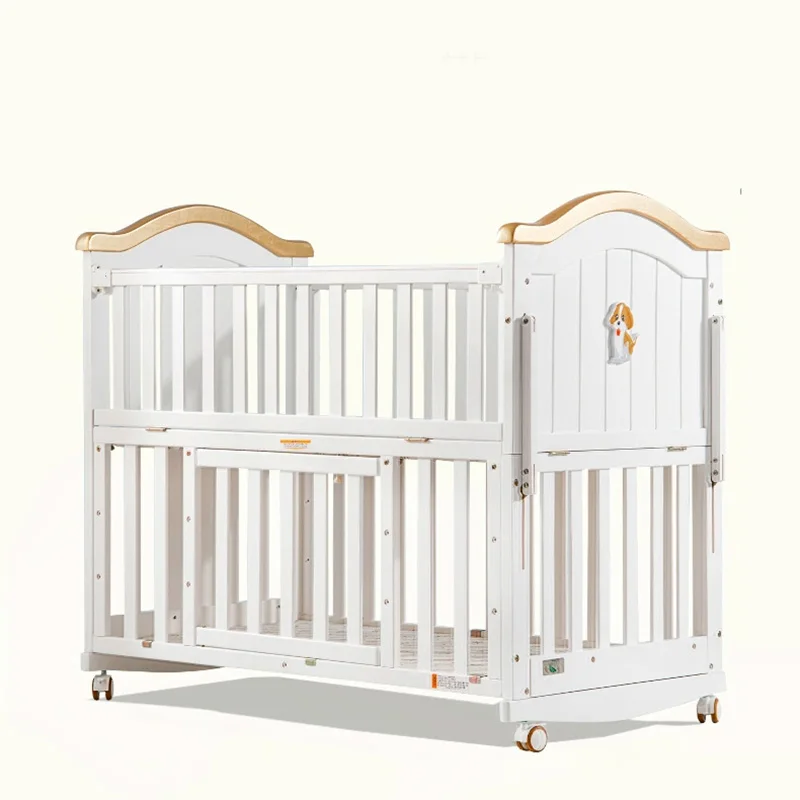 High Quality Modern Bedroom Furniture Children Solid White Child Baby Crib for Baby's Room Storage