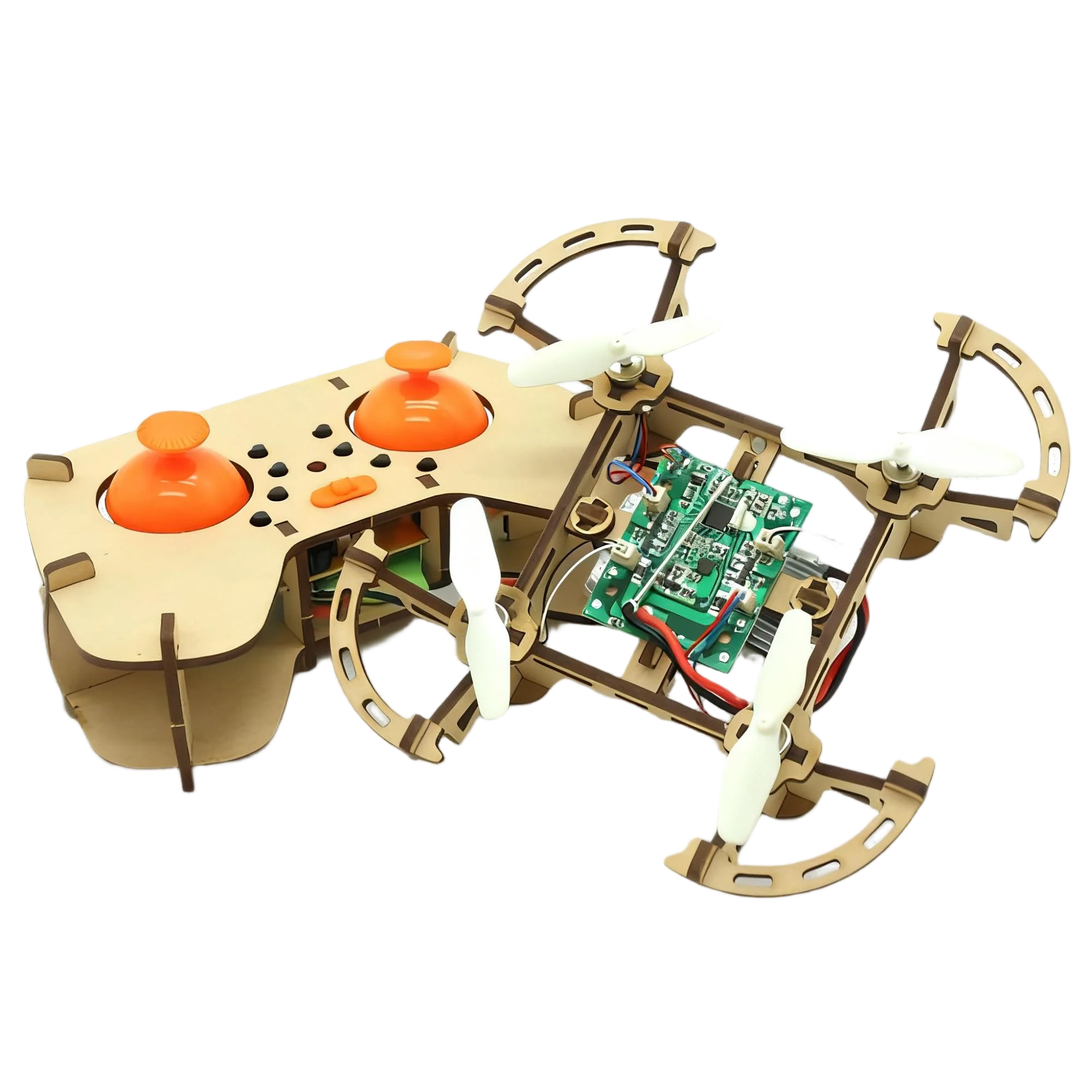 Wooden Drone DIY Kit Wooden Assembled Remote Control Toy Fixed Kit Remote Controlled Toys DIY Kit Training Quadcopters
