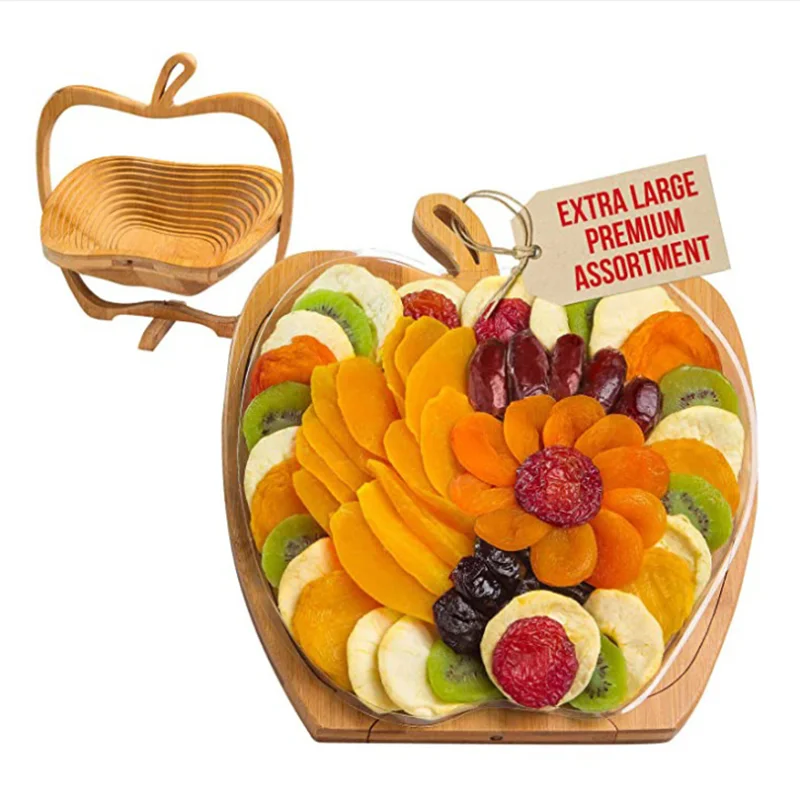 

Foldable Fruit Basket Wooden Tray Natural Bamboo Bread Storage Rack Home Decoration