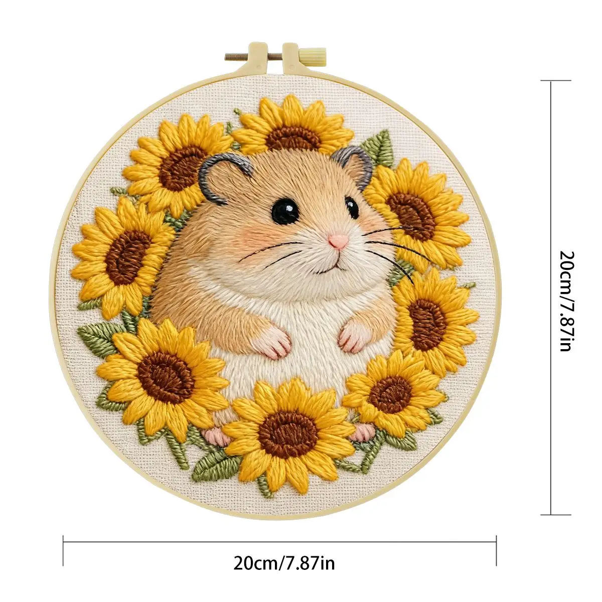1 Stück 20X20CM/15X15CM 7,87/6,3 Zoll Hamster Stickerei Starter-Kit DIY-Kit DIY Stickerei-Set Handarbeits-Set für Anfänger – Detail 4