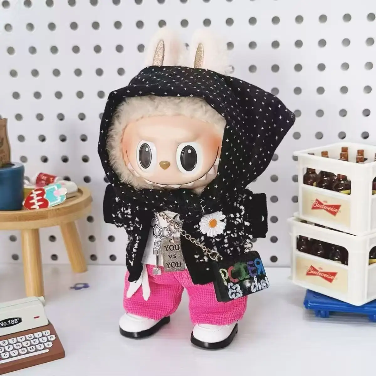 

Для 17 см Labubu Outfit Корейская серия GD головной платок в стиле аэропорта Одежда для куклы-монстра для v1 v2 v3