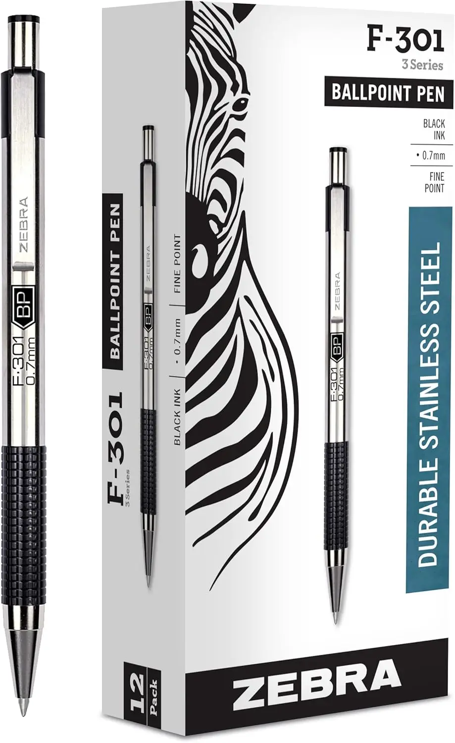 

Fine Point 0.7mm Ballpoint Pens, Stainless Steel Retractable with Non-Slip Grip, Professional Design for Office Use, 12-Pack