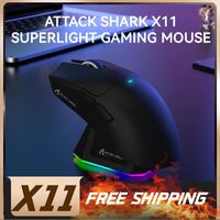 Origin Attack Shark X11 Triple Mode Connectivity, PAW3311 Bluetooth Mouse Touch Magnetic Charging Dock, Ultra-Light Gaming Mouse