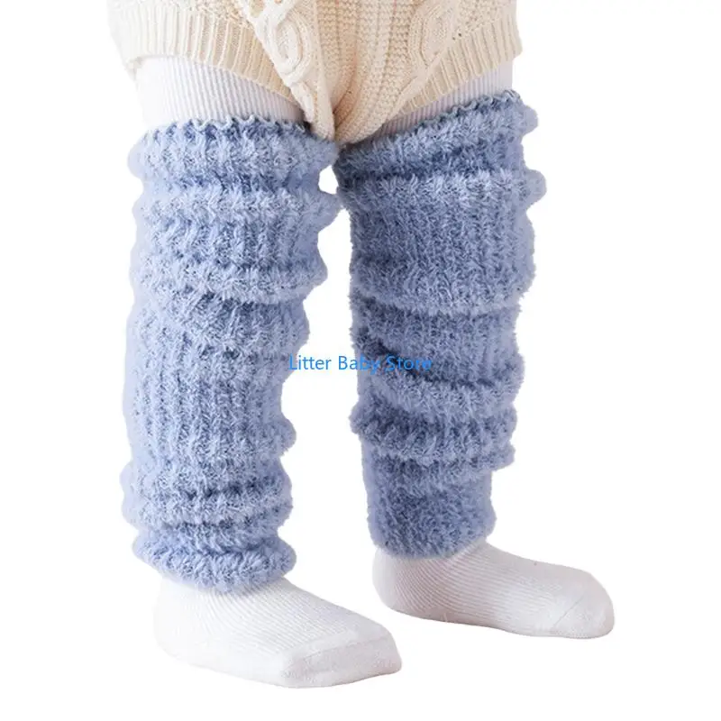 N80C Kids Winter Leg Protectors Thick Warm Elastic Knee Warmers Soft Blend Fabric Playing Time Outdoor Activities