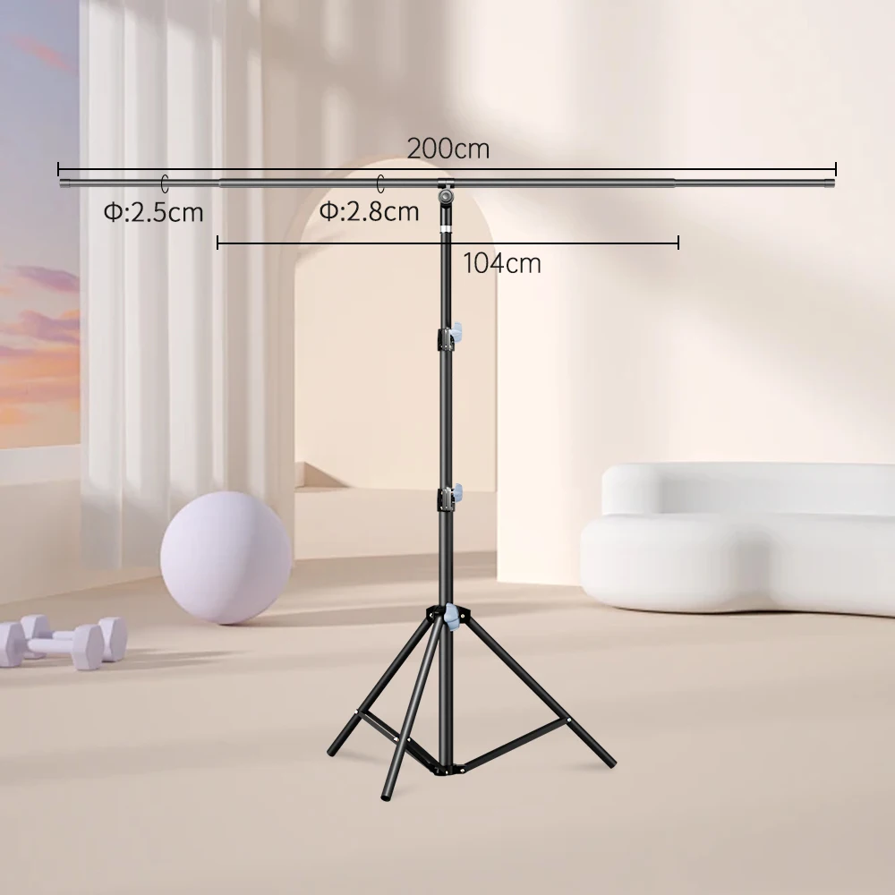 SH 2x2.6M Background Stand Photography Pole Live Room Background Wall Curtain Spring clip Black Outdoor Shooting